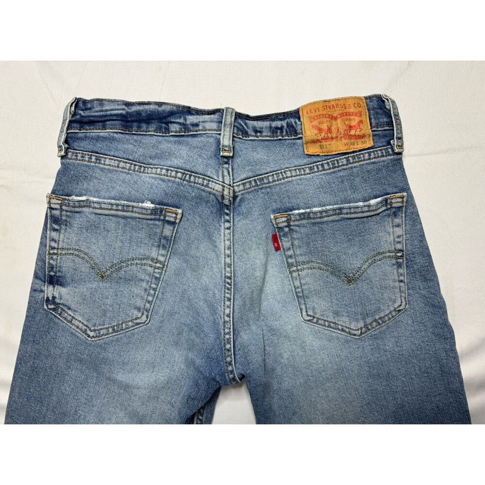 Levis 511 Men's Slim Fit Straight Leg Light Wash Blue Denim Jeans - Size 30x29 - Picture 3 of 7